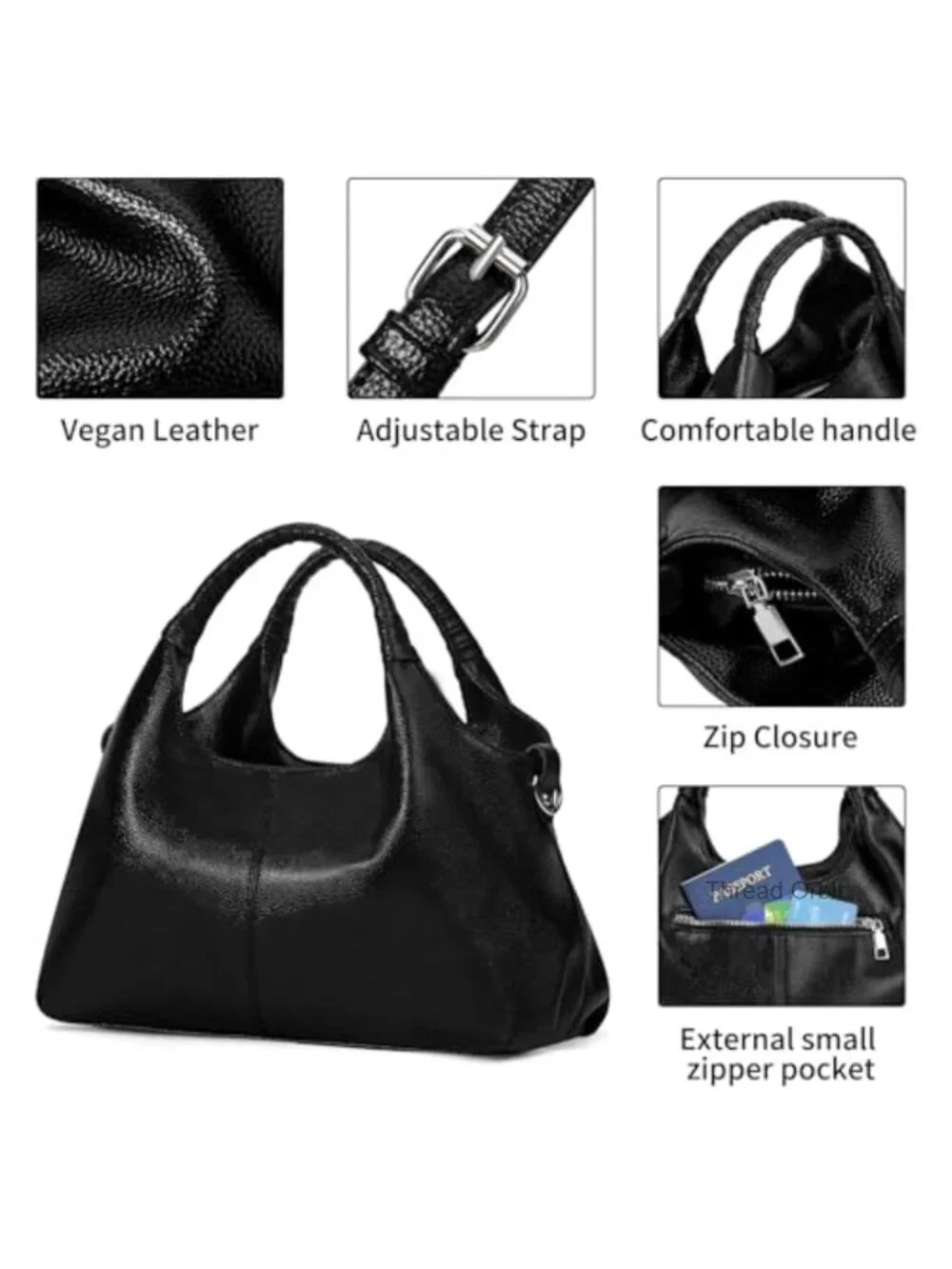Faux Leather Shoulder Bag with Top Handle Satchel Crossbody Hobo
